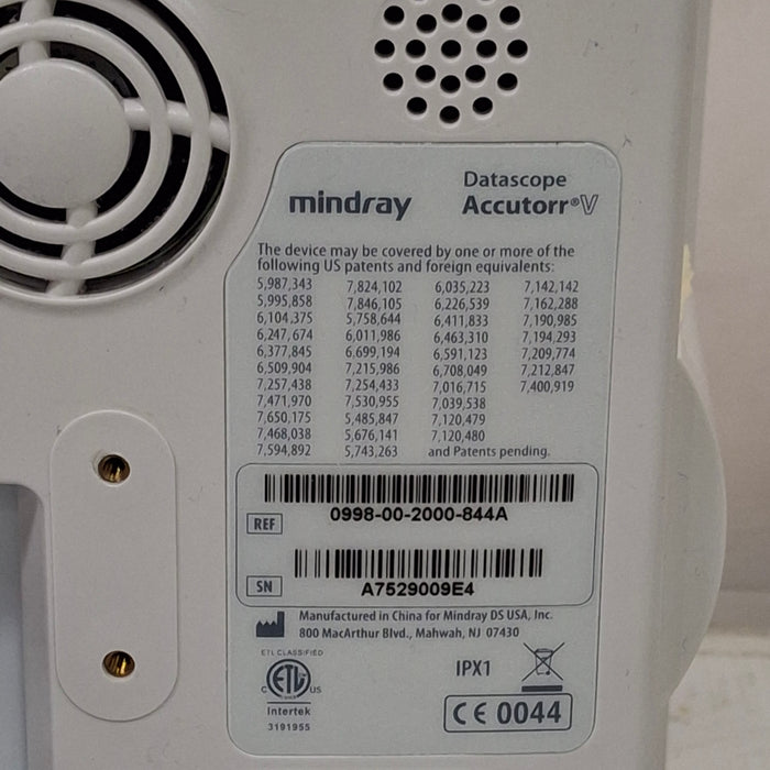 Mindray Datascope Accutorr V Vital Signs Monitor