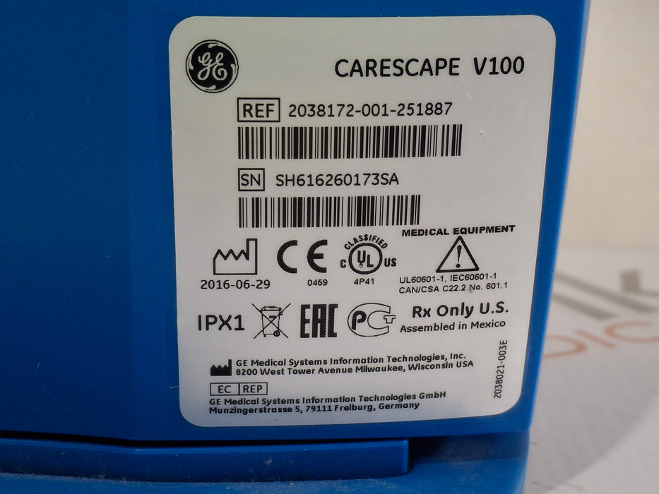 GE Healthcare Dinamap V100 - NIBP, SpO2, Temp Vital Signs Monitor