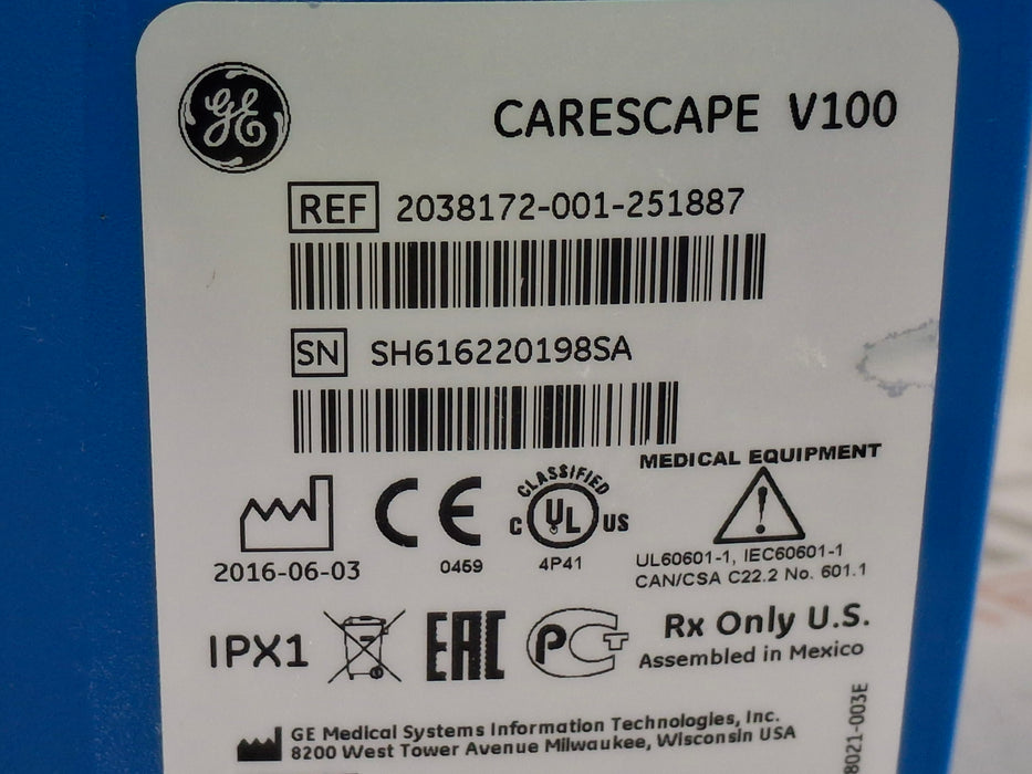 GE Healthcare Dinamap V100 - NIBP, SpO2, Temp Vital Signs Monitor