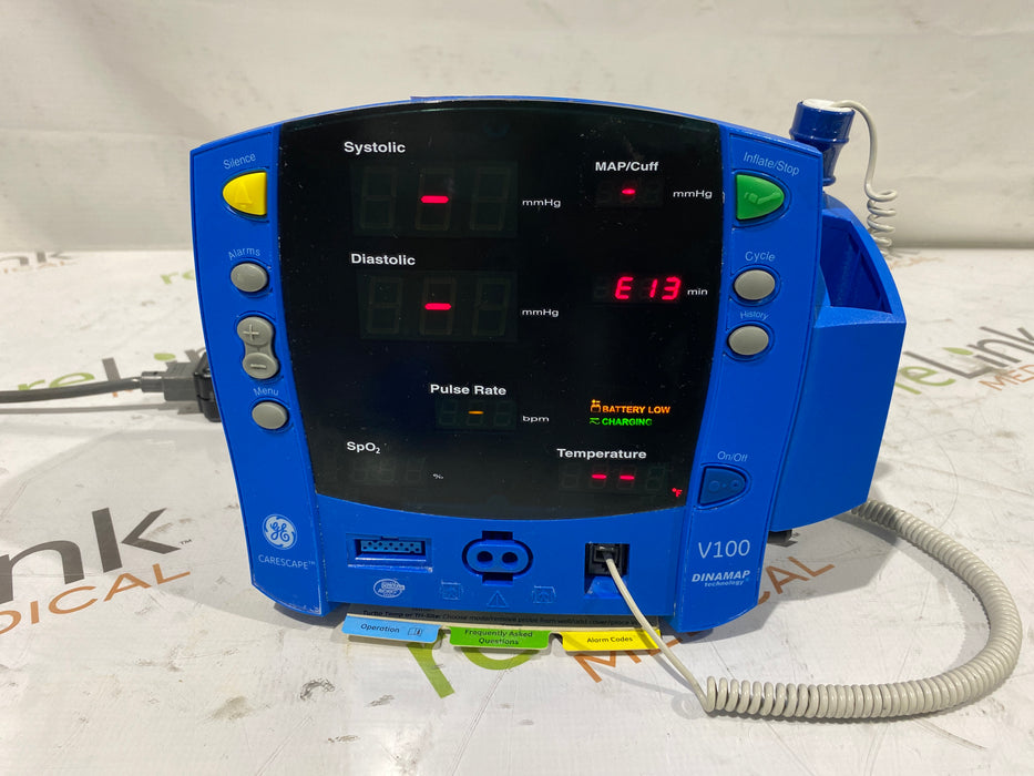 GE Healthcare Dinamap V100 - NIBP, SpO2, Temp Vital Signs Monitor