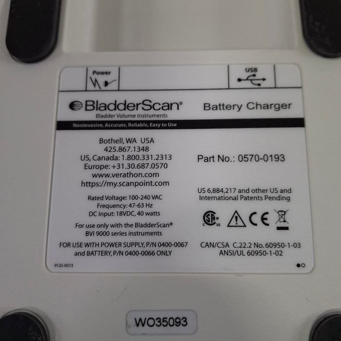 Verathon Medical, Inc BladderScan 0570-0193 Battery Charger