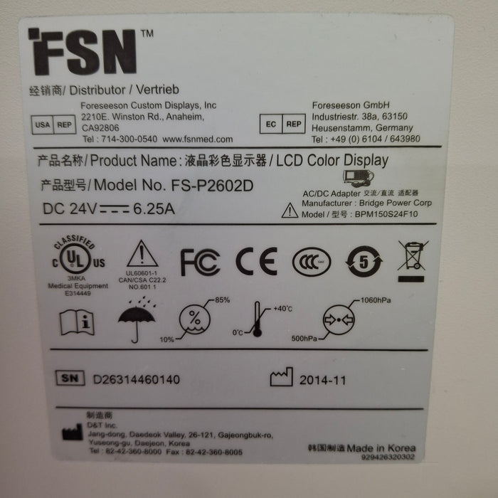 FSN Medical Technologies FS-P2602D LCD Color Display