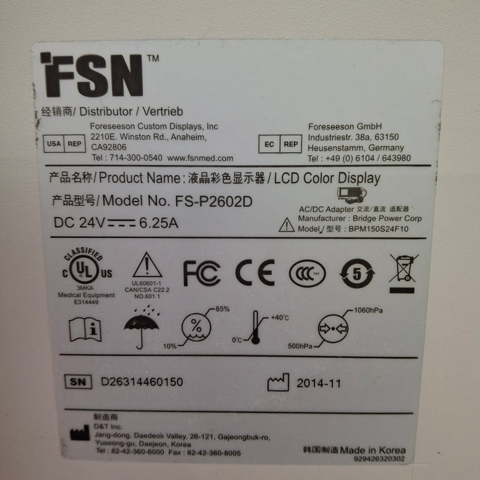 FSN Medical Technologies FS-P2602D LCD Color Display