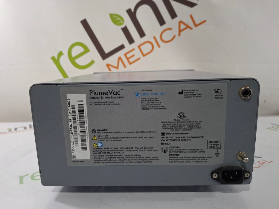 Zimmer PlumeVac AEVV120 Surgical Smoke Evacuator