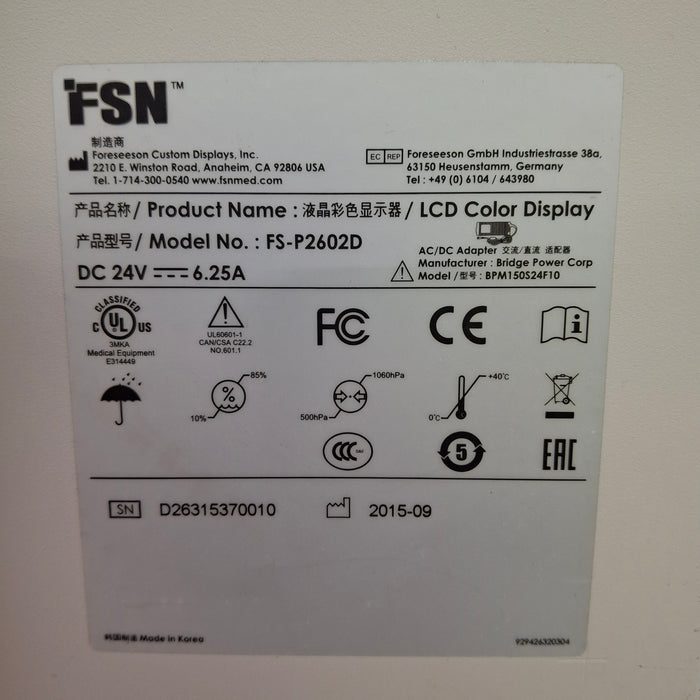 FSN Medical Technologies FS-P2602D LCD Color Display