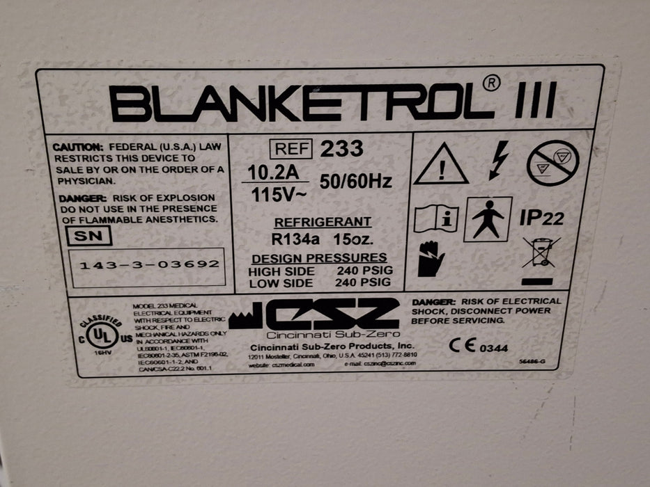 Cincinnati Sub-Zero CSZ Blanketrol III Hypothermia Unit