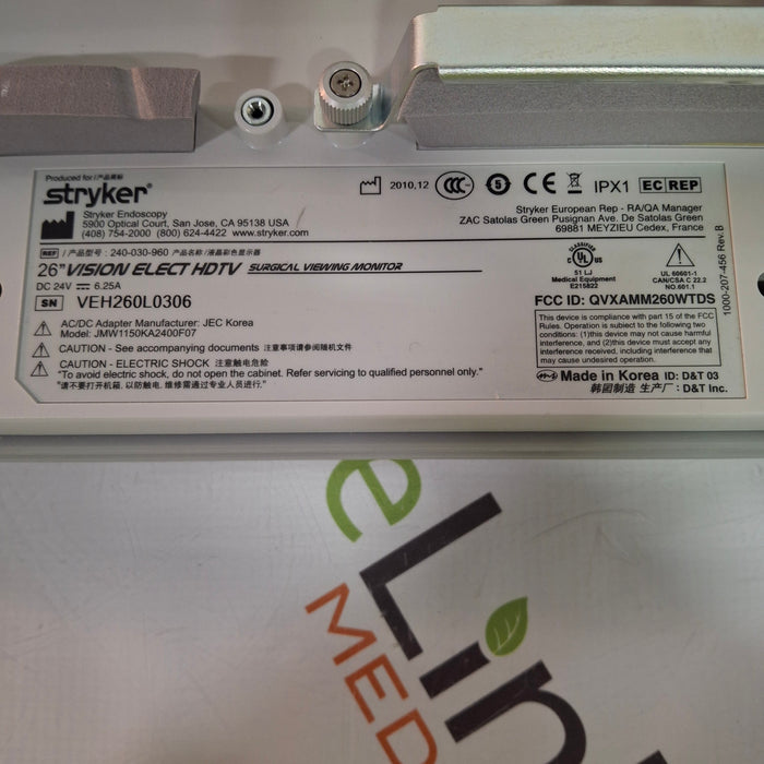 Stryker 26" Vision Elect HD Flat Panel Monitor