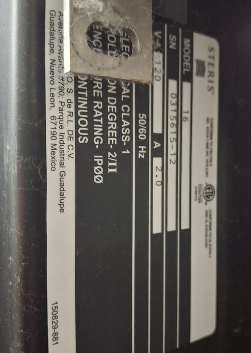Steris Amsco 400 Series Model 16 Prevacuum Steam Sterilizer