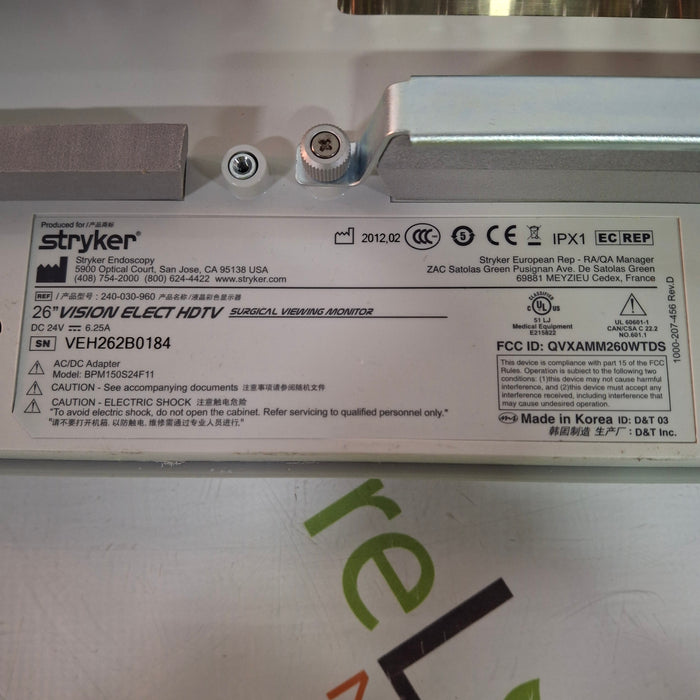 Stryker WiSe 26" HDTV Surgical Display 240-030-960 Monitor