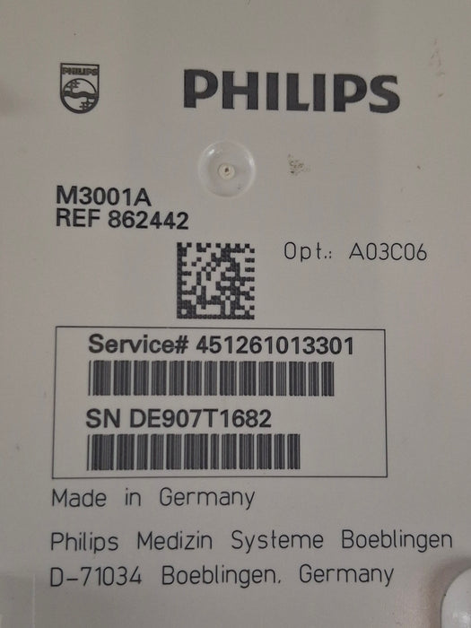 Philips M3001A-A03C06 Masimo SpO2, NIBP, ECG, Temp, IBP MMS Module