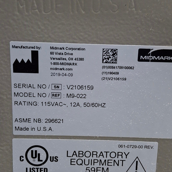Midmark Ritter M9-022 UltraClave Autoclave Sterilizer