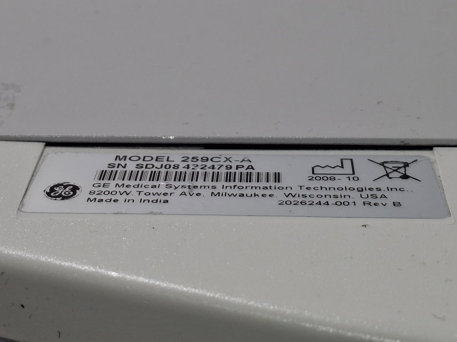 GE Healthcare Corometrics 250cx Series Model 259cx-a Fetal Monitor