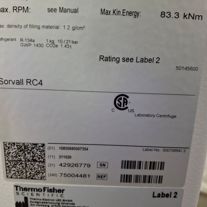 Thermo Scientific SORVALL RC4 Refrigerated Centrifuge
