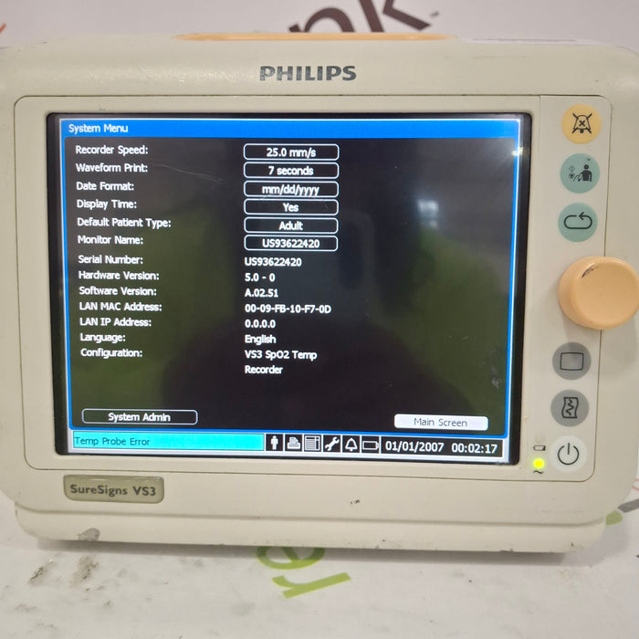 Philips Suresigns VS3 Vital Signs Monitor