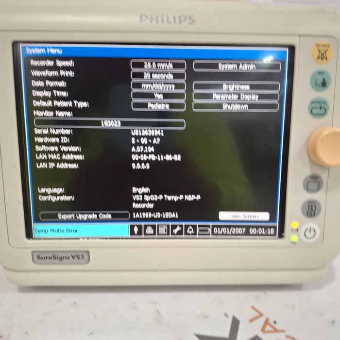 Philips Suresigns VS3 Vital Signs Monitor