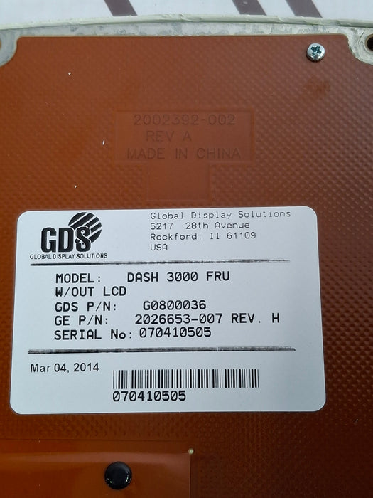 GE Healthcare Dash 3000 - GE/Nellcor SpO2 Patient Monitor