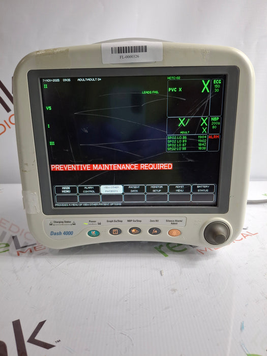 GE Healthcare Dash 4000 - GE/Nellcor SpO2 Patient Monitor
