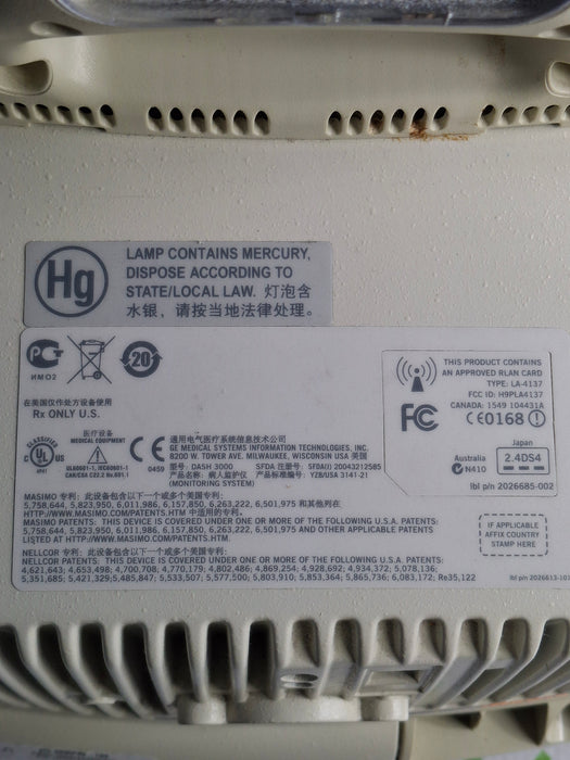 GE Healthcare Dash 3000 - GE/Nellcor SpO2 Patient Monitor