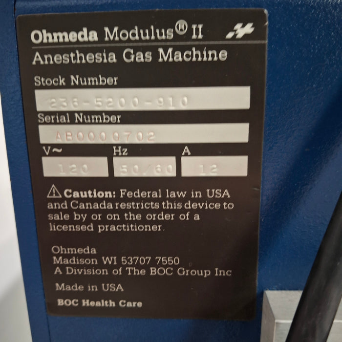 Ohmeda Medical Modulus II Anesthesia Machine