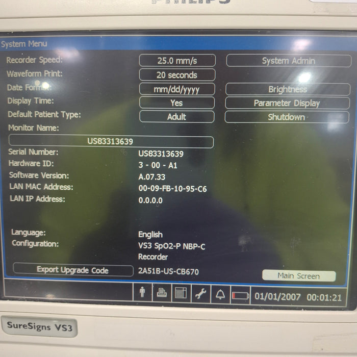 Philips Suresigns VS3 Vital Signs Monitor