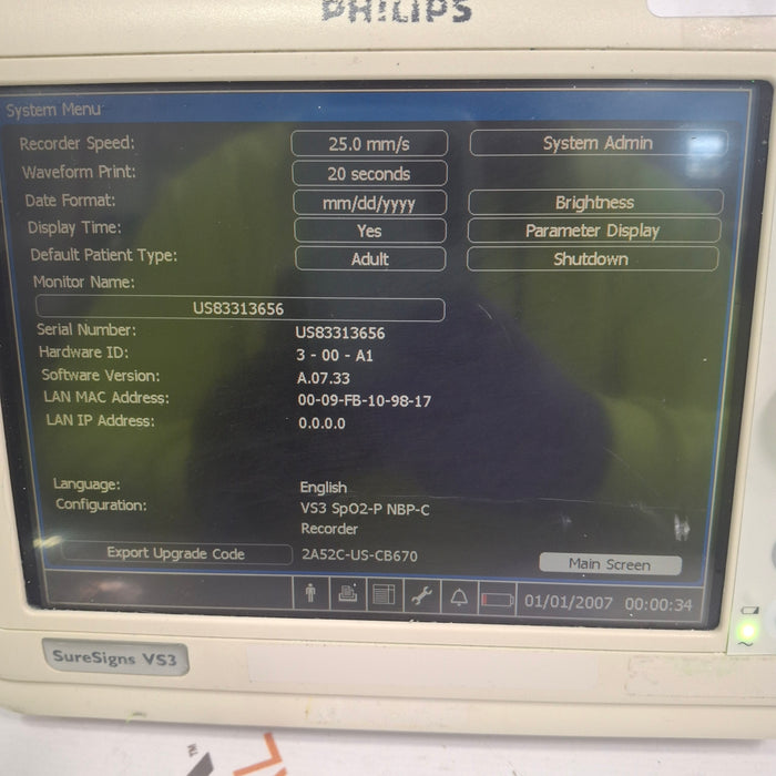 Philips Suresigns VS3 Vital Signs Monitor
