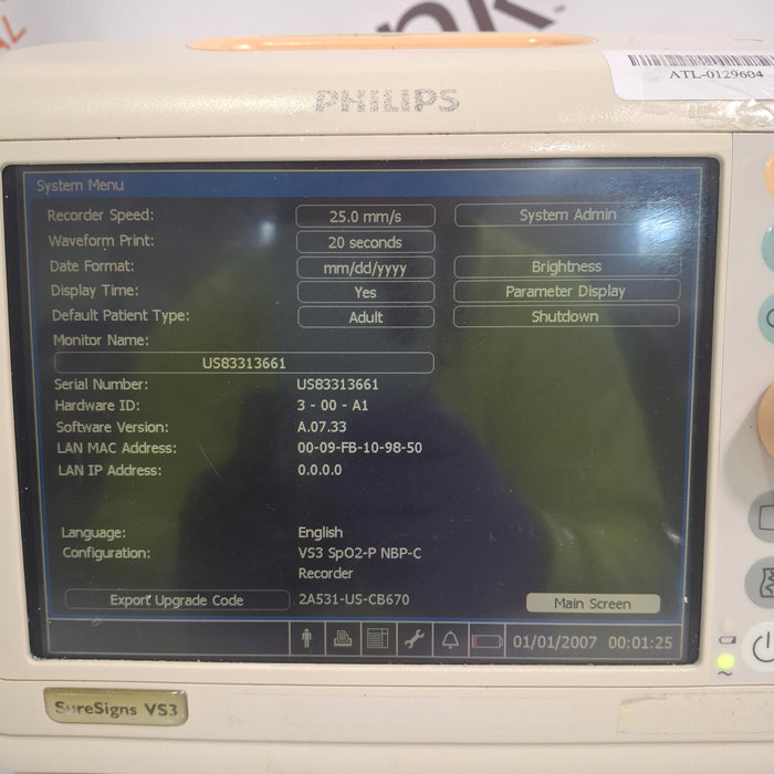 Philips Suresigns VS3 Vital Signs Monitor