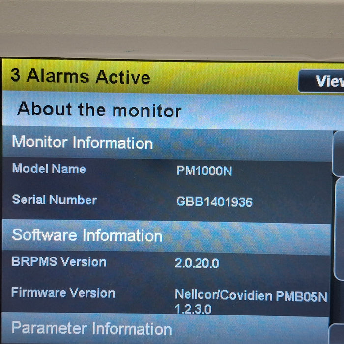 Covidien PM1000N Nellcor Bedside SPO2 Monitor