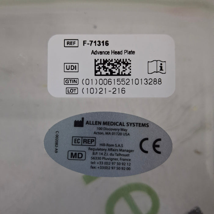 Allen Medical Systems F-71316 Advance Head Plate