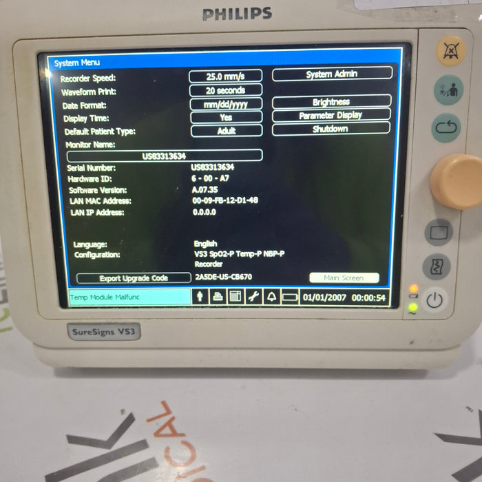 Philips Suresigns VS3 Vital Signs Monitor