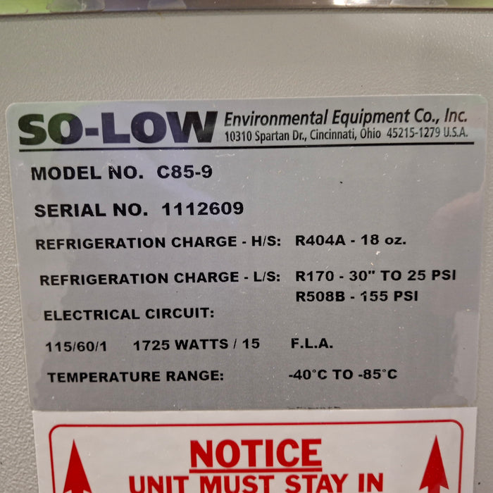 So-Low C85 Ultra Low Freezer