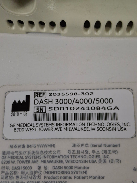 GE Healthcare Dash 5000 - GE/Nellcor SpO2 Patient Monitor