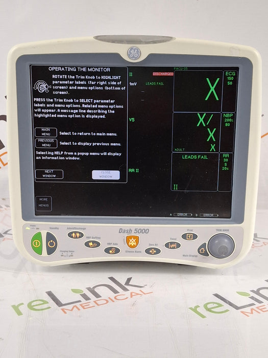 GE Healthcare Dash 5000 - GE/Nellcor SpO2 Patient Monitor