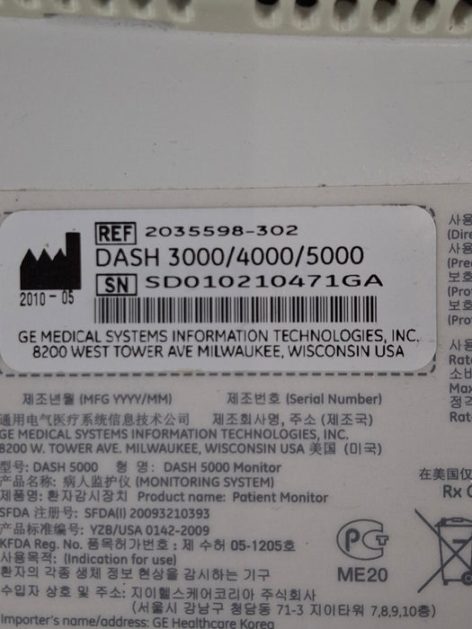 GE Healthcare Dash 5000 - GE/Nellcor SpO2 Patient Monitor