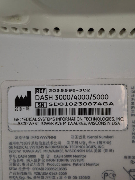 GE Healthcare Dash 5000 - GE/Nellcor SpO2 Patient Monitor