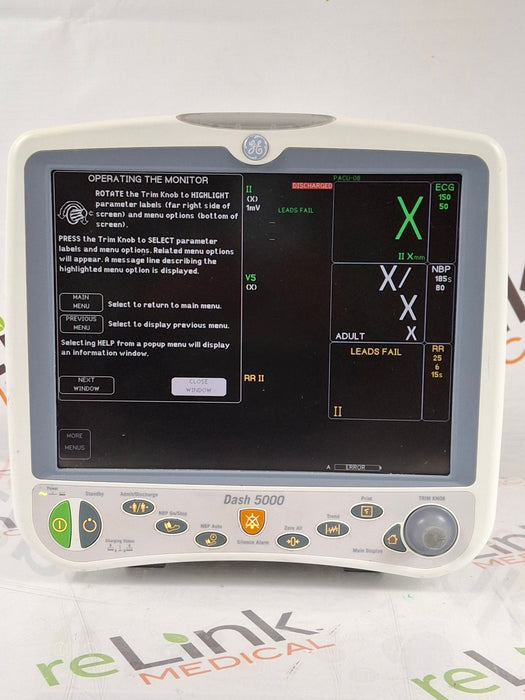 GE Healthcare Dash 5000 - GE/Nellcor SpO2 Patient Monitor