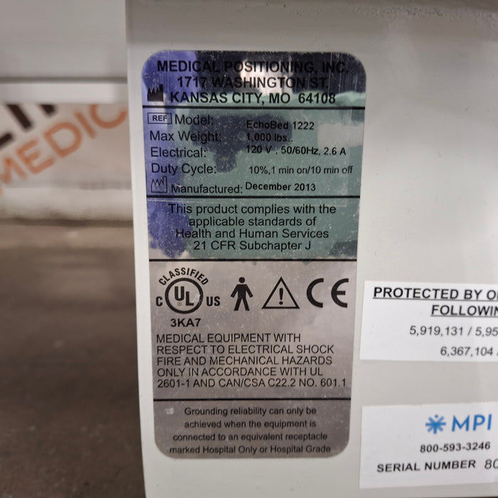 Medical Positioning, Inc. EchoBed 1222 Imaging Table