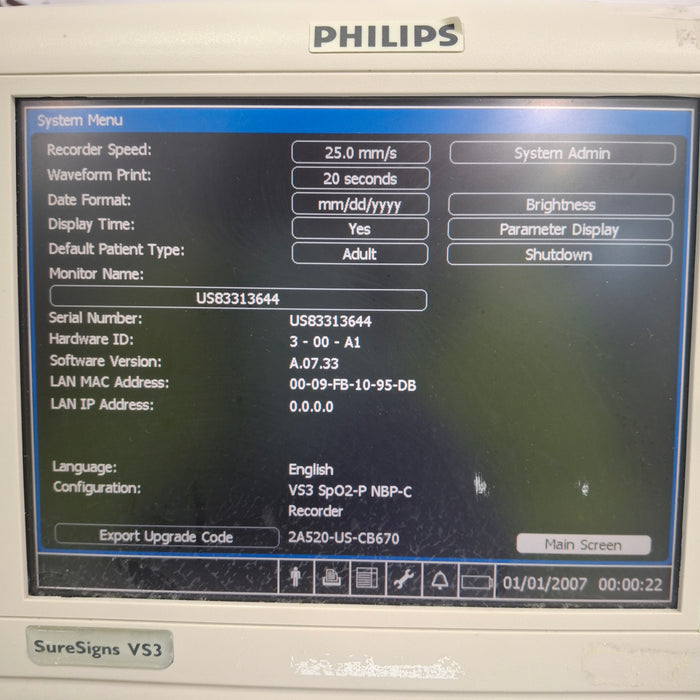 Philips Suresigns VS3 Vital Signs Monitor