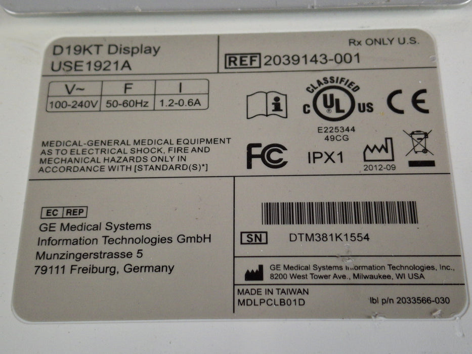GE Healthcare D19KT Display