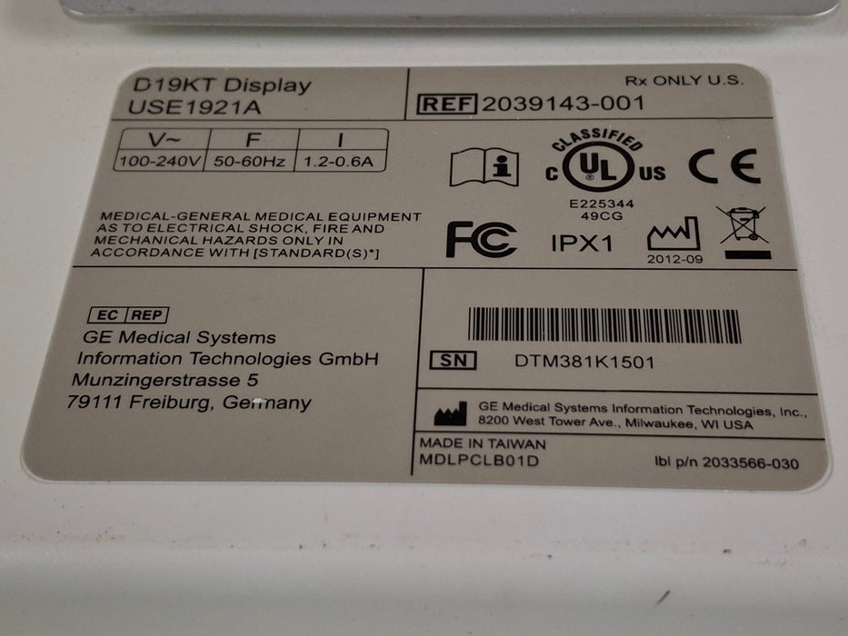GE Healthcare D19KT Display