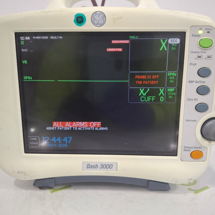 GE Healthcare Dash 3000 - Masimo SpO2 Patient Monitor