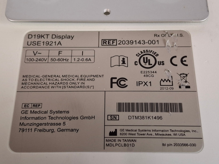 GE Healthcare D19KT Display