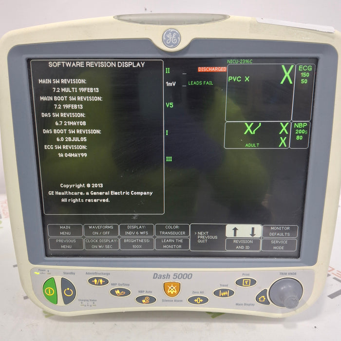 GE Healthcare Dash 5000 - Masimo SpO2 Patient Monitor
