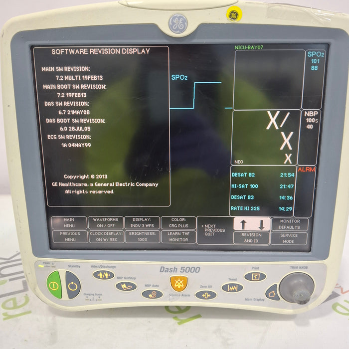 GE Healthcare Dash 5000 - GE/Nellcor SpO2 Patient Monitor