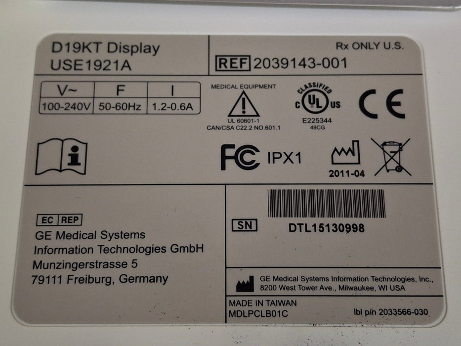 GE Healthcare D19KT Display