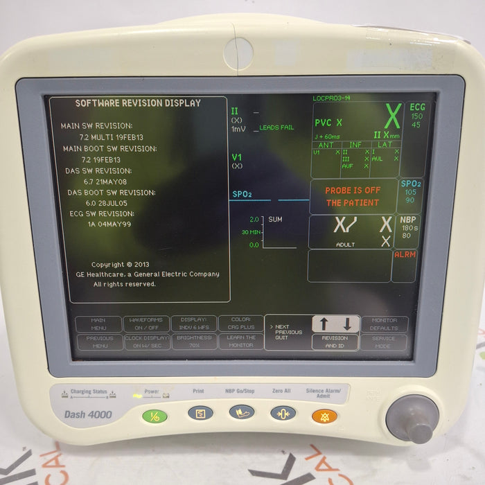 GE Healthcare Dash 4000 - Masimo SpO2 Patient Monitor