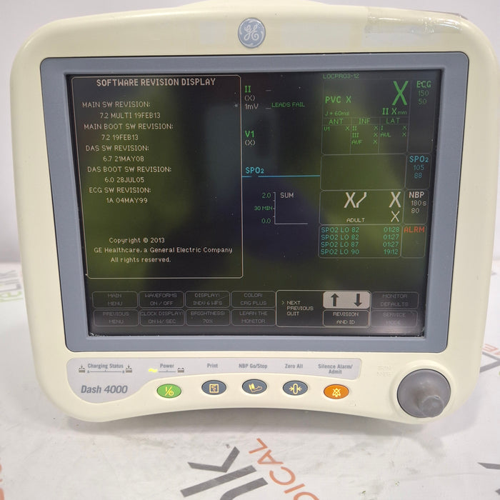 GE Healthcare Dash 4000 - Masimo SpO2 Patient Monitor