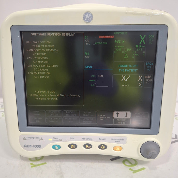 GE Healthcare Dash 4000 - Masimo SpO2 Patient Monitor
