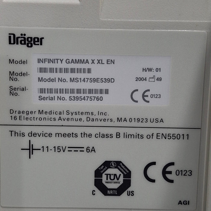 Draeger Medical Infinity Gamma X XL Patient Monitor