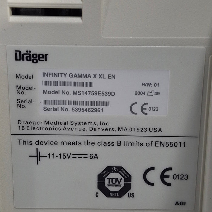 Draeger Medical Infinity Gamma X XL Patient Monitor
