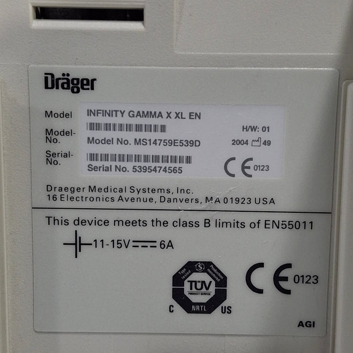Draeger Medical Infinity Gamma X XL Patient Monitor